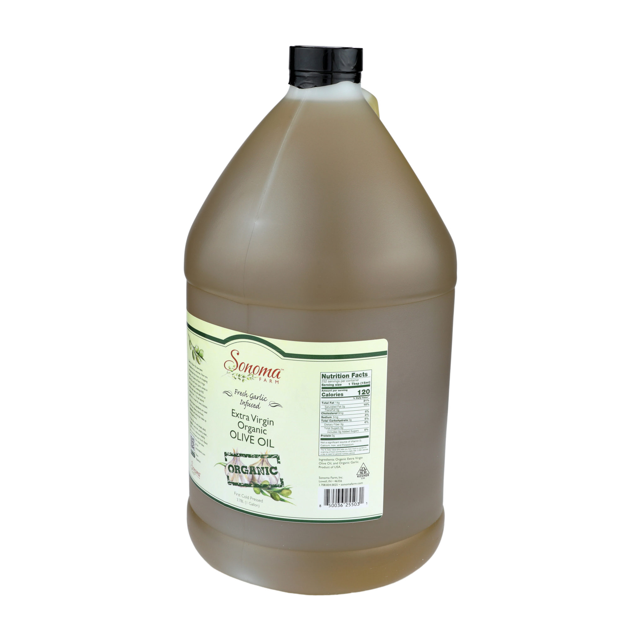 Infused Extra Virgin Olive Oil | Organic Garlic | 1 Gallon / 3.8 Liter