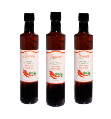 3 pack of 500ml bottles of cayenne infused extra virgin olive oil