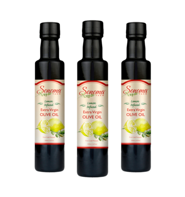 3 pack of 500ml bottles of lemon infused extra virgin olive oil